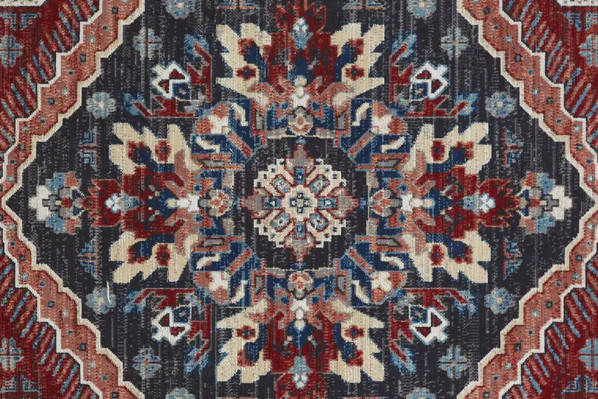 Red Gray And Tan Abstract Power Loom Distressed Stain Resistant Area Rug Photo 8