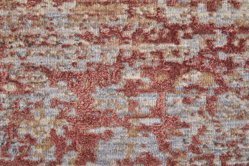 Red Gray and Pink Abstract Power Loom Area Rug Photo 9