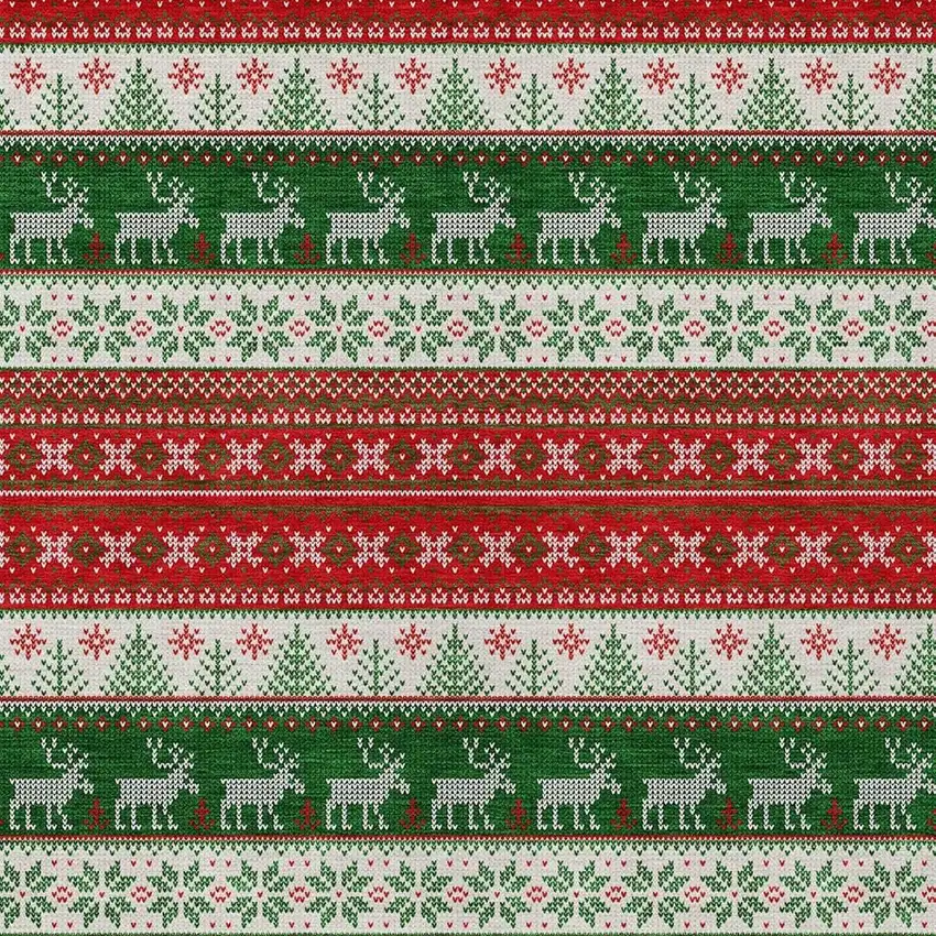 Red Green And Ivory Animal Print Washable Indoor Outdoor Area Rug Photo 3