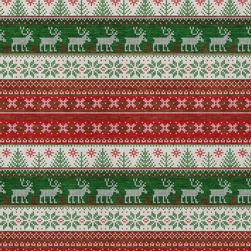 Red Green And Ivory Animal Print Washable Indoor Outdoor Area Rug Photo 3