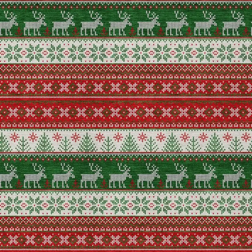 Red Green And Ivory Animal Print Washable Indoor Outdoor Area Rug Photo 3