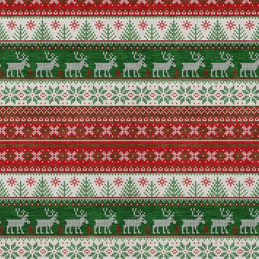 Red Green And Ivory Animal Print Washable Indoor Outdoor Area Rug Photo 3