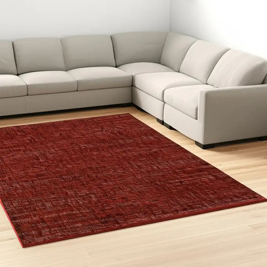Red and Gray Power Loom Area Rug Photo 1