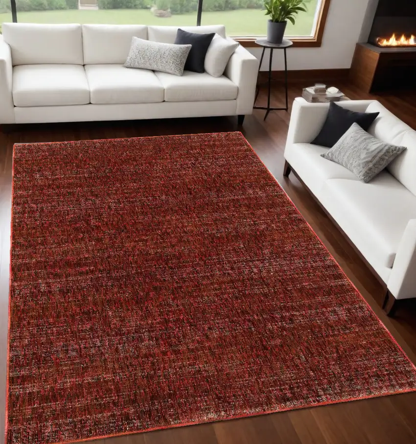 Red and Gray Power Loom Area Rug Photo 1