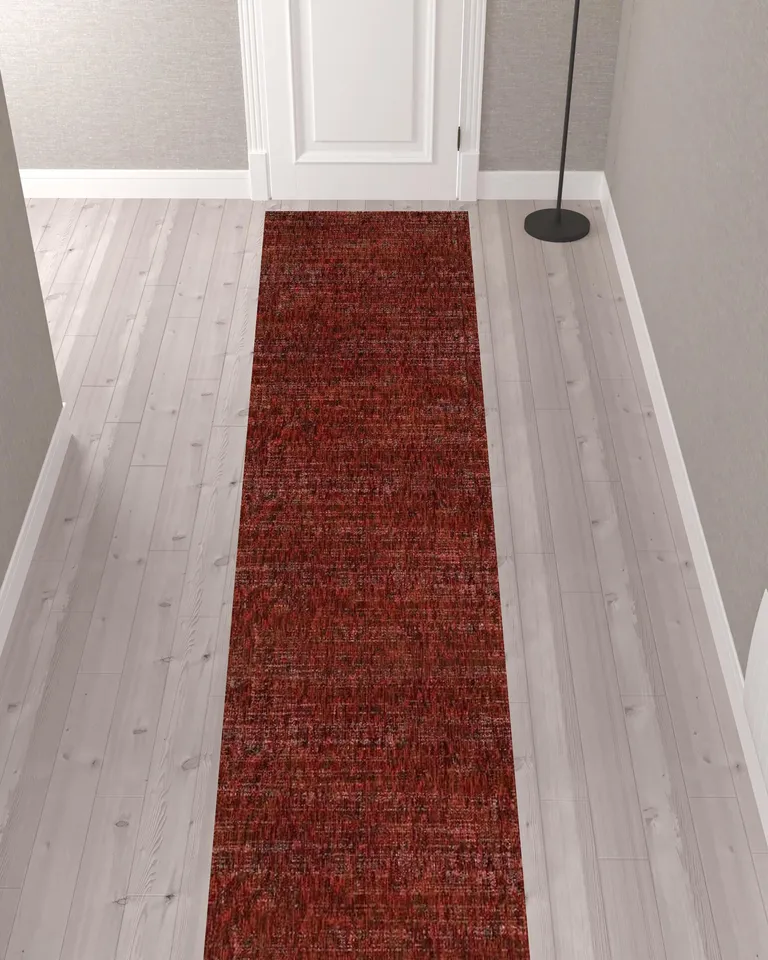 Red Grey Deep And Charcoal Power Loom Stain Resistant Runner Rug Photo 2
