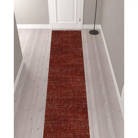 Red Grey Deep And Charcoal Power Loom Stain Resistant Runner Rug Photo 2