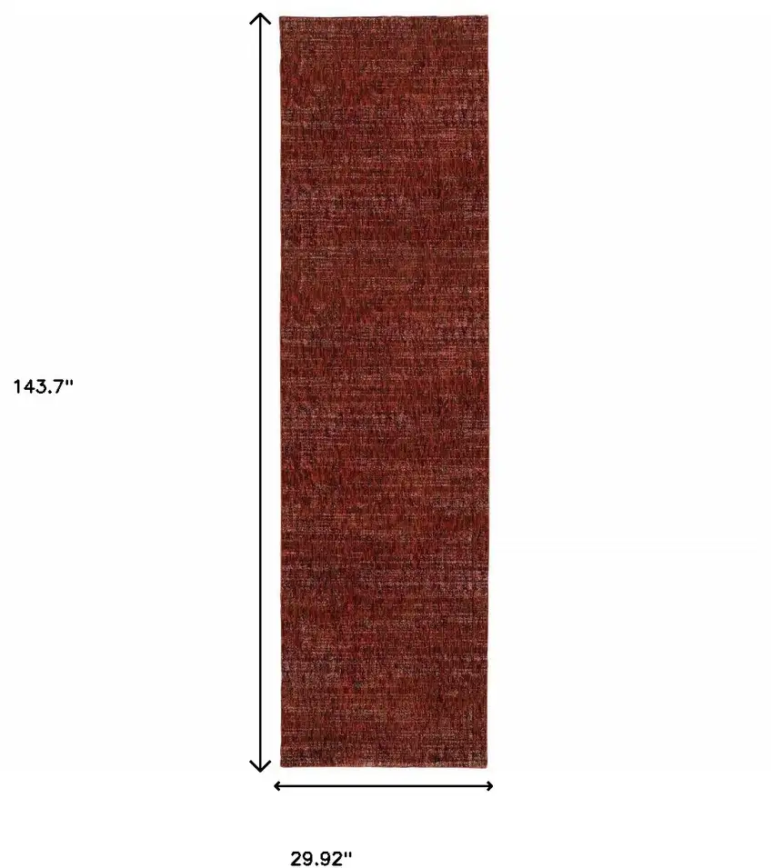 Red Grey Deep And Charcoal Power Loom Stain Resistant Runner Rug Photo 5