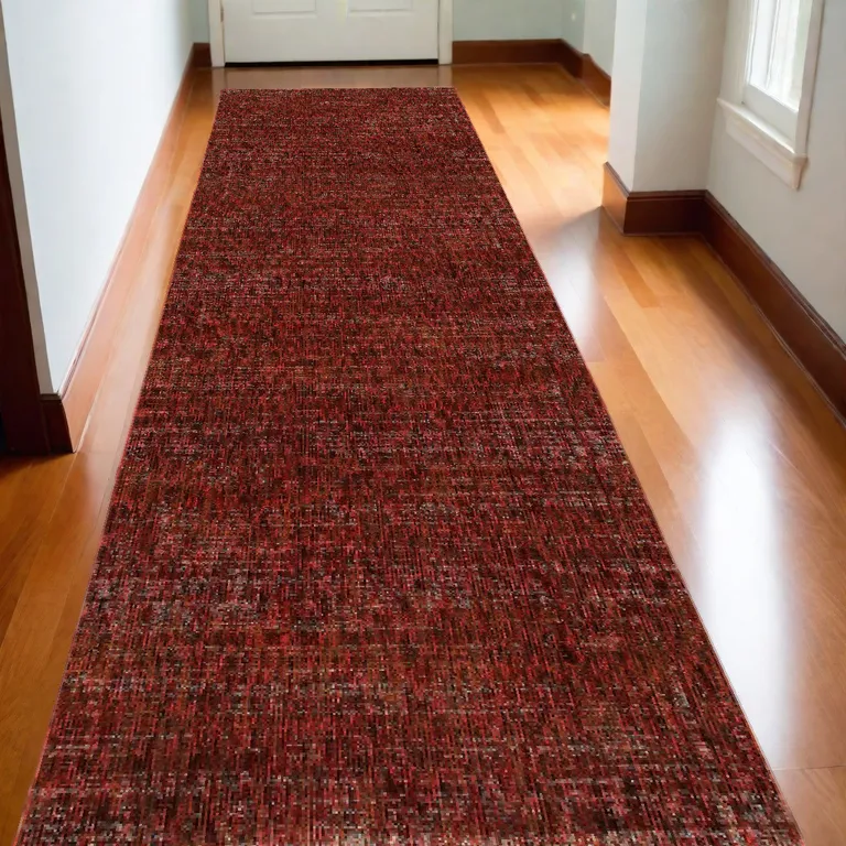 Red Grey Deep And Charcoal Power Loom Stain Resistant Runner Rug Photo 5