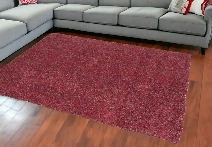 8'X11' Red Heather Indoor Shag Rug Photo 1