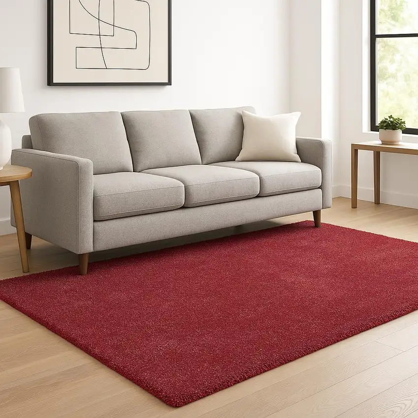 Red Shag Hand Woven Area Rug Photo 1