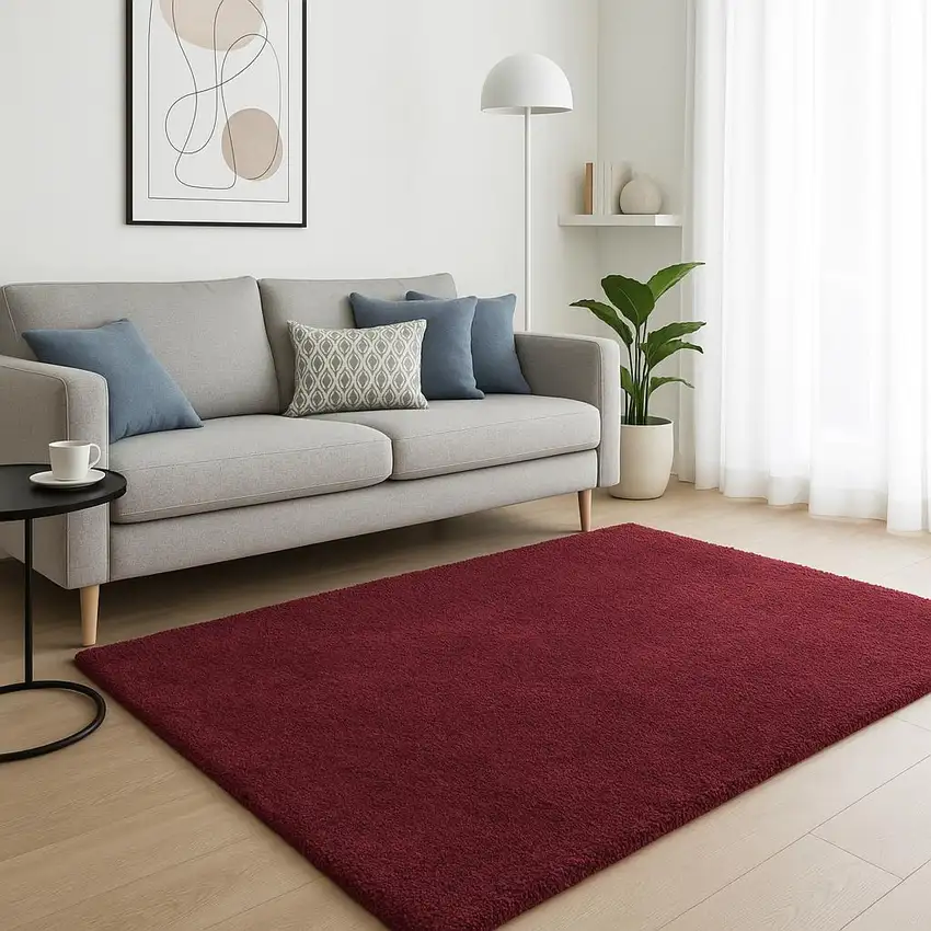 Red Shag Hand Woven Area Rug Photo 1