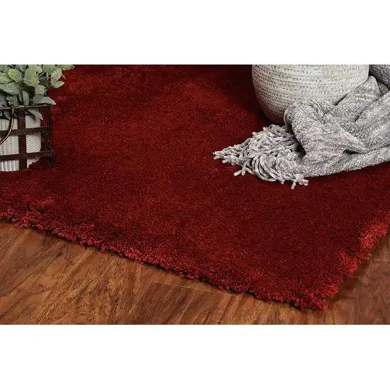 Red Shag Hand Woven Area Rug Photo 5