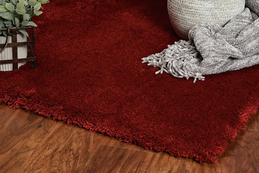 Red Shag Hand Woven Area Rug Photo 5