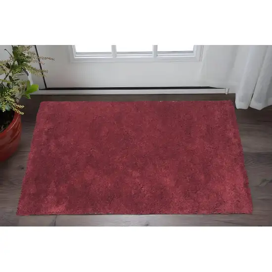 Red Shag Hand Woven Area Rug Photo 1
