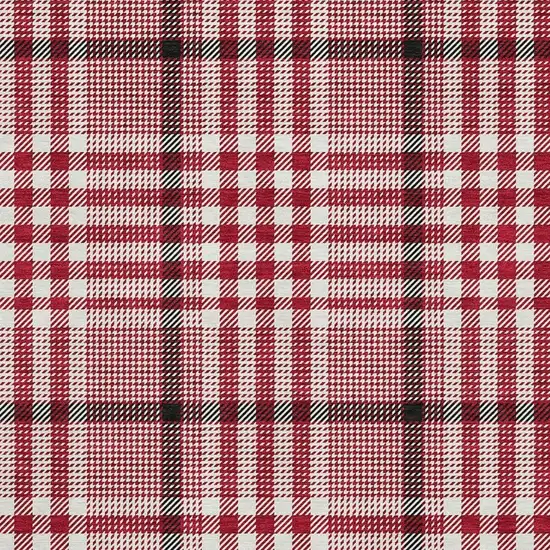 Red Ivory And Black Plaid Washable Area Rug With UV Protection Photo 2