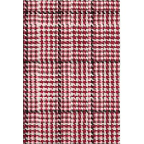Red Ivory And Black Plaid Washable Area Rug With UV Protection Photo 2