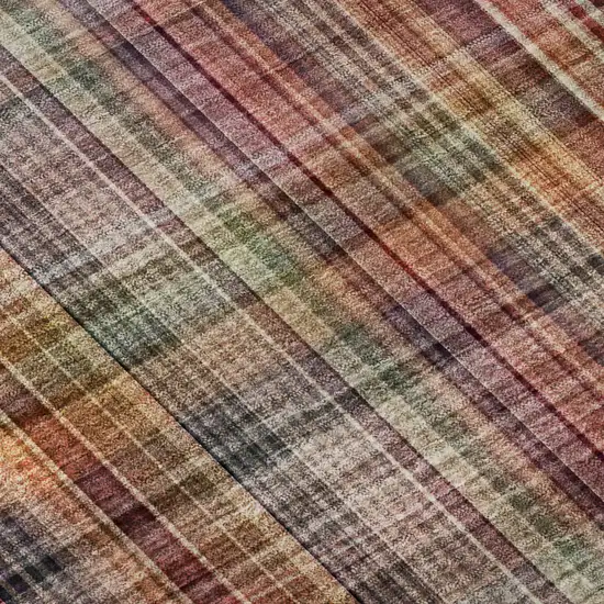 Red Ivory And Gold Plaid Washable Area Rug With UV Protection Photo 3