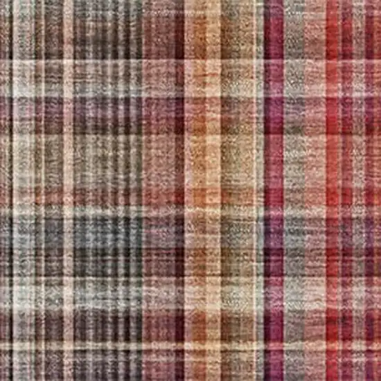 Red Ivory And Gold Plaid Washable Area Rug With UV Protection Photo 6