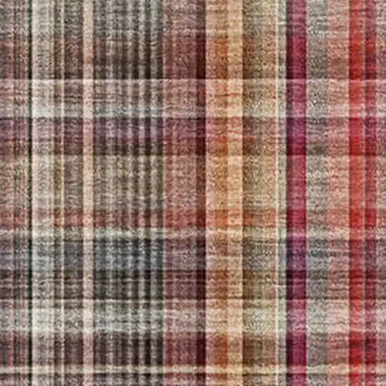 Red Ivory And Gold Plaid Washable Area Rug With UV Protection Photo 7