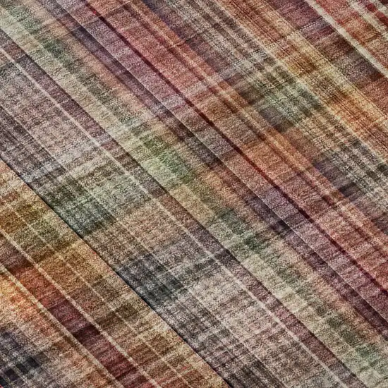 Red Ivory And Gold Plaid Washable Area Rug With UV Protection Photo 8