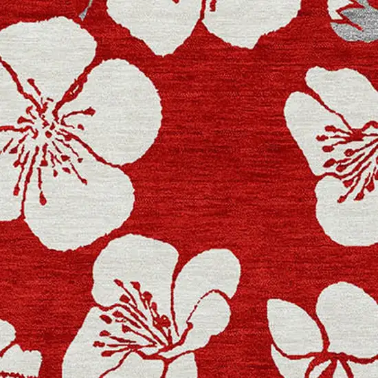 Red Ivory And Gray Floral Washable Indoor Outdoor Area Rug Photo 6