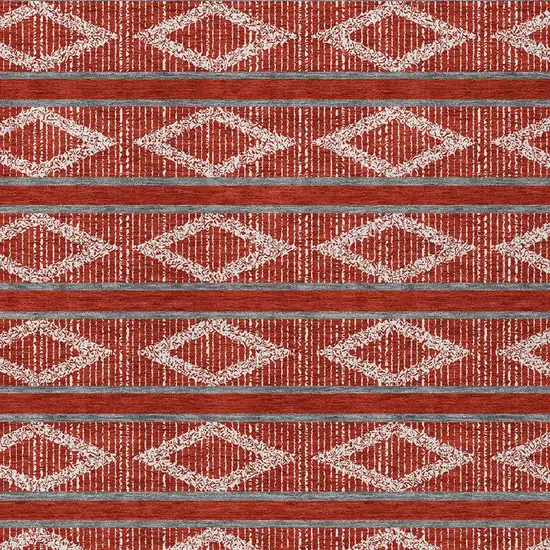 Red Ivory And Gray Geometric Washable Indoor Outdoor Area Rug Photo 7