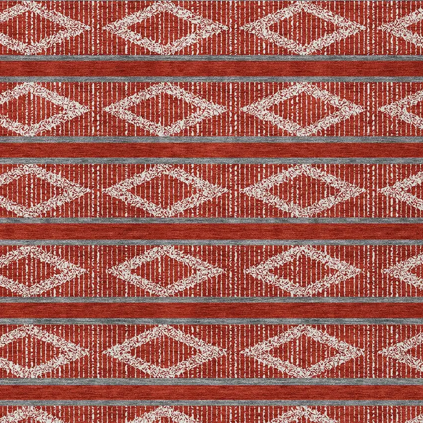 Red Ivory And Gray Geometric Washable Indoor Outdoor Area Rug Photo 7