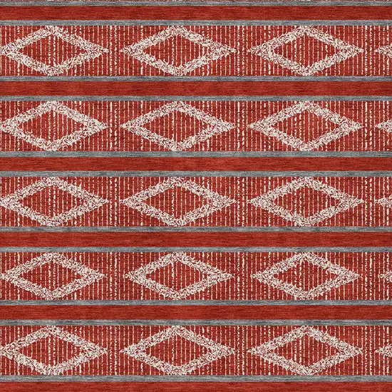 Red Ivory And Gray Geometric Washable Indoor Outdoor Area Rug Photo 7