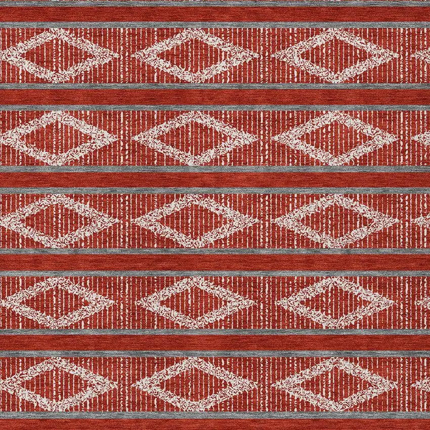 Red Ivory And Gray Geometric Washable Indoor Outdoor Area Rug Photo 7