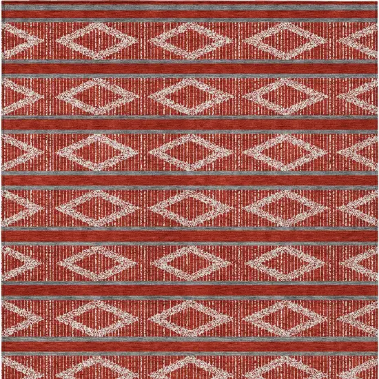 Red Ivory And Gray Geometric Washable Indoor Outdoor Area Rug Photo 7