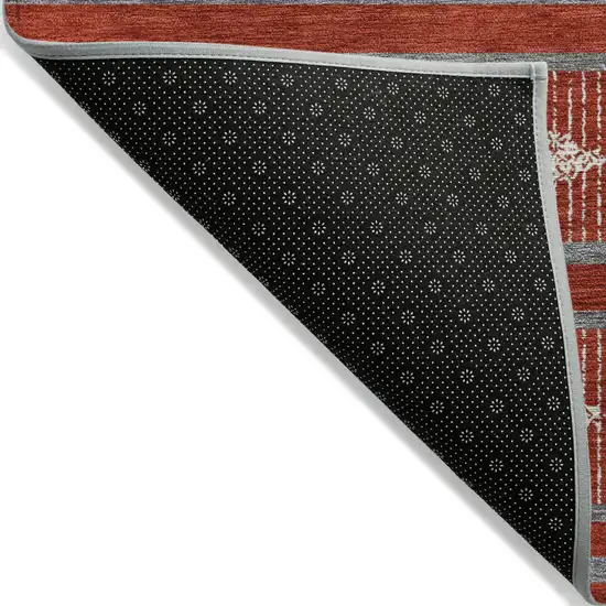 Red Ivory And Gray Geometric Washable Indoor Outdoor Area Rug Photo 4