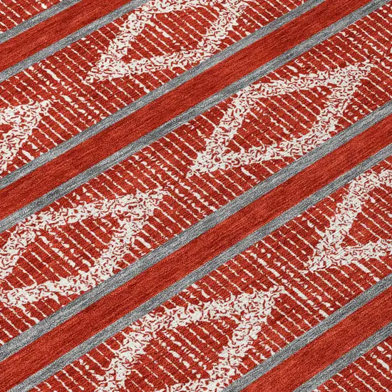 Red Ivory And Gray Geometric Washable Indoor Outdoor Area Rug Photo 6