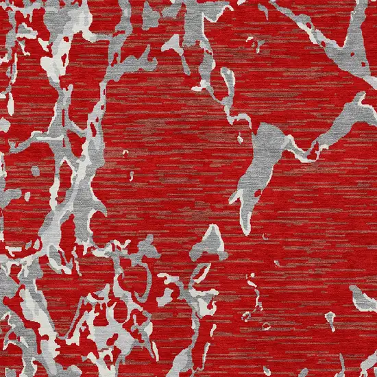 Red Ivory And Gray Striped Washable Indoor Outdoor Area Rug Photo 6