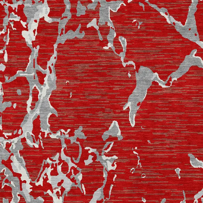 Red Ivory And Gray Striped Washable Indoor Outdoor Area Rug Photo 6
