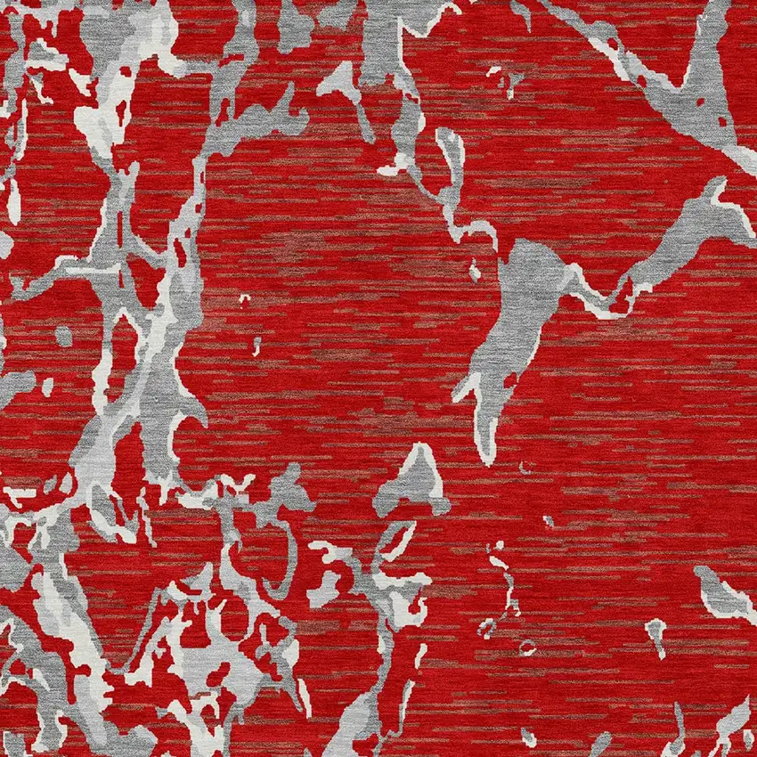 Red Ivory And Gray Striped Washable Indoor Outdoor Area Rug Photo 6