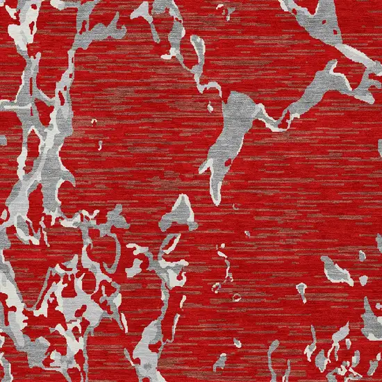 Red Ivory And Gray Striped Washable Indoor Outdoor Area Rug Photo 6