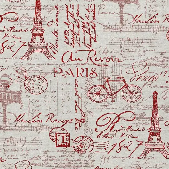 Red Ivory And Merlot Toile Washable Indoor Outdoor Area Rug Photo 7