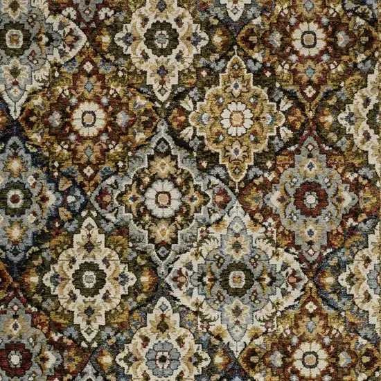 Red Ivory And Tan Medallion Area Rug Photo 5