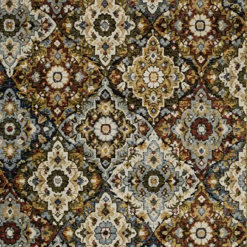 Red Ivory And Tan Medallion Area Rug Photo 5