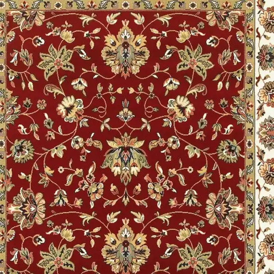 Red and Ivory Oriental Power Loom Area Rug Photo 3
