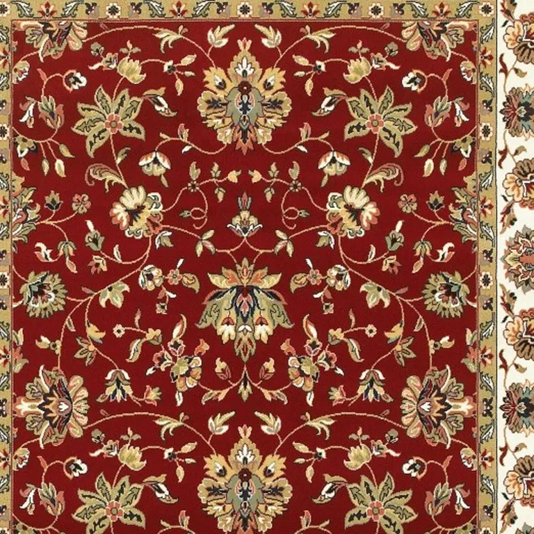 Red Ivory Machine Woven Floral Oriental Indoor Area Rug Photo 5