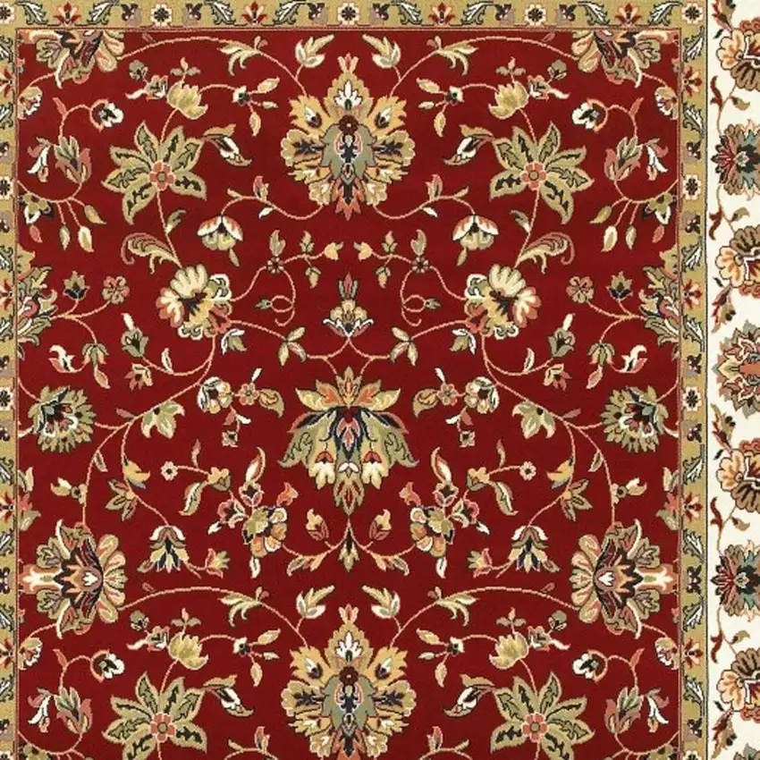 Red and Ivory Oriental Power Loom Area Rug Photo 3