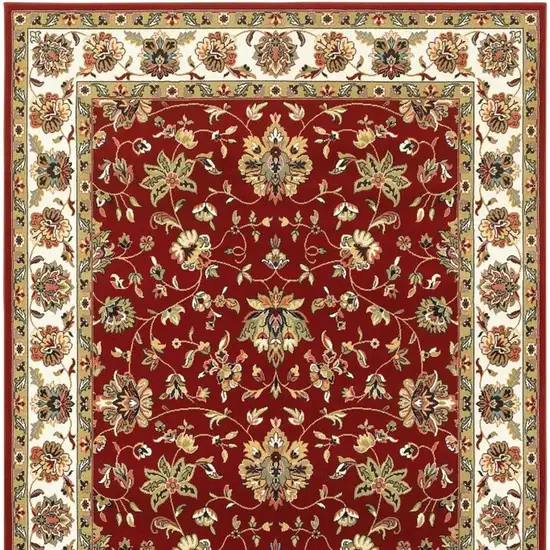 Red and Ivory Oriental Power Loom Area Rug Photo 4