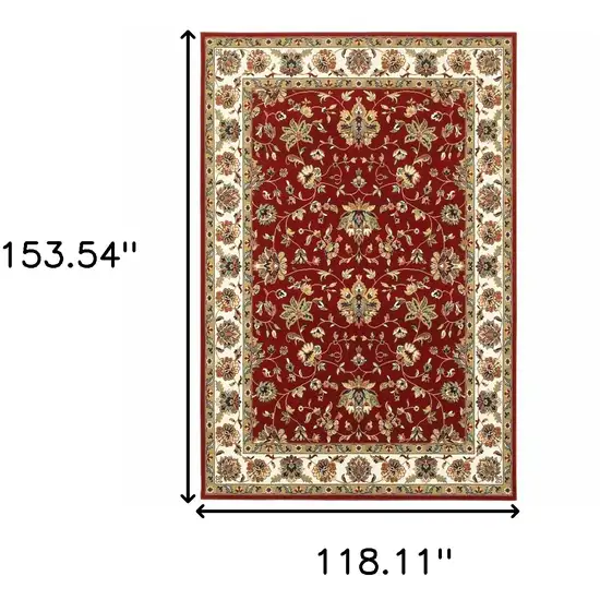 Red And Ivory Oriental Area Rug Photo 3