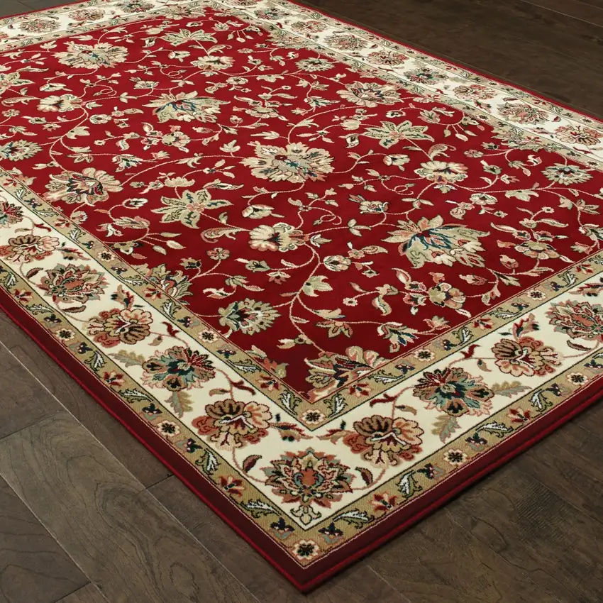 Red And Ivory Oriental Area Rug Photo 7