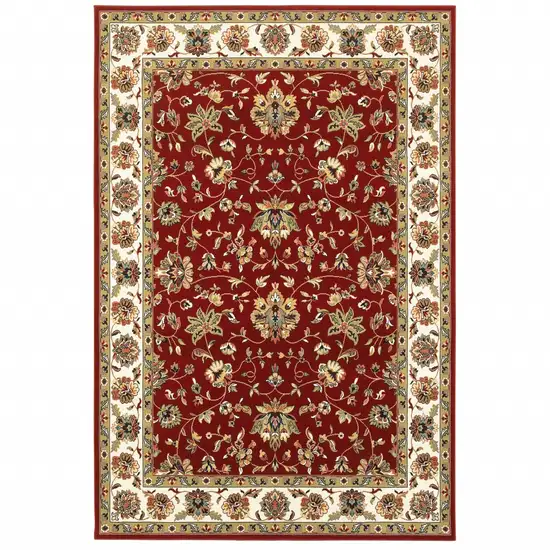 Red And Ivory Oriental Area Rug Photo 2