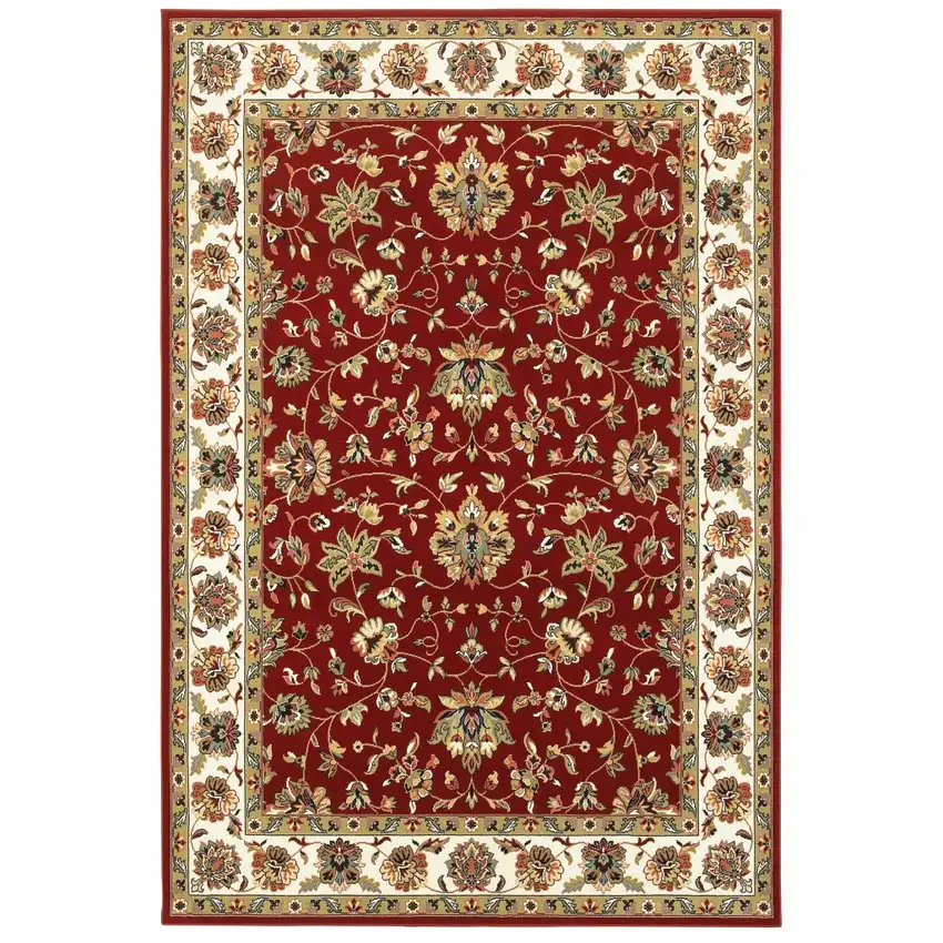 Red And Ivory Oriental Area Rug Photo 2