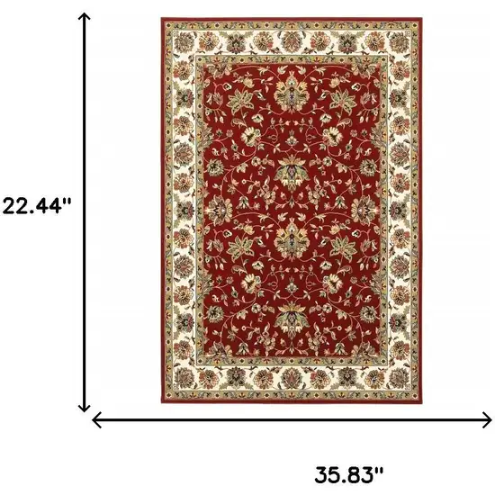 Red And Ivory Area Rug Photo 3