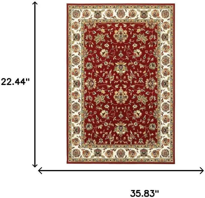 Red And Ivory Area Rug Photo 3