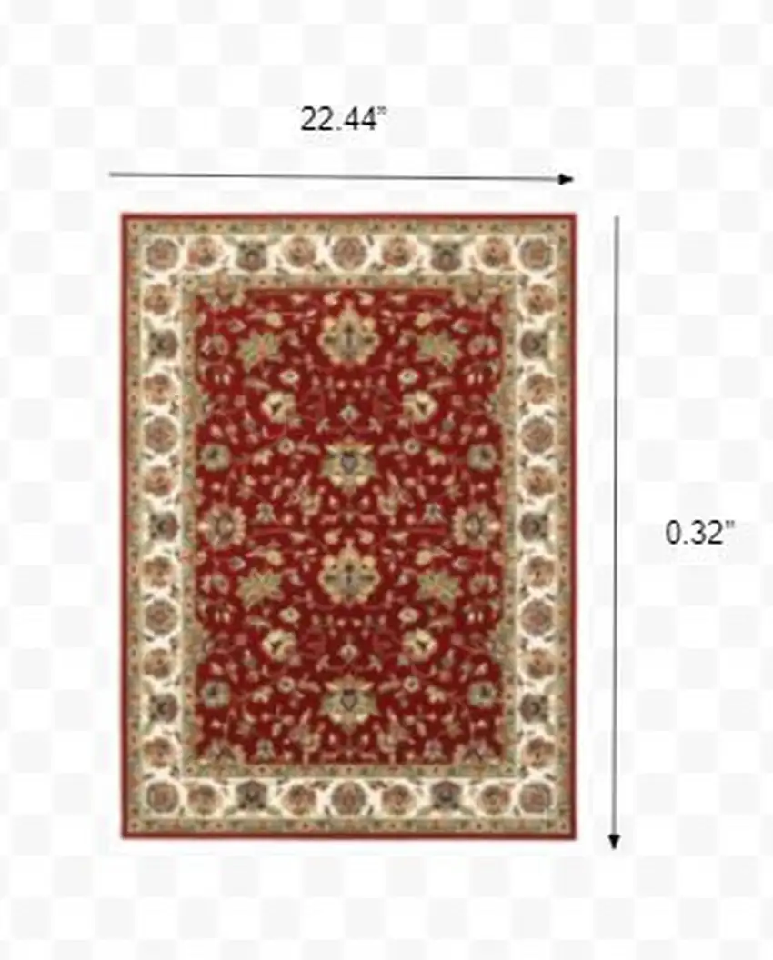 Red Ivory Machine Woven Floral Oriental Indoor Area Rug Photo 2